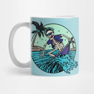 Colorful Skeleton Surfer Riding a Wave Mug